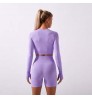 Wholesale women sportswear seamless long sleeve biker shorts workout gym wear fitness   yoga set women