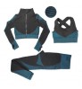 S-4XL Women Yoga Set 3Pcs Sports Seamless Gym Leggings Long Sleeve Crop Top Bra and Jacket Fitness Sportswear Tracksuit