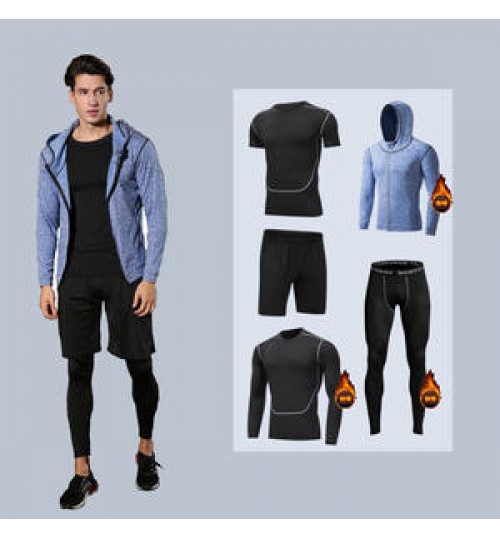 New active wear set men sportswear 5 piece mens athleisure workout clothes sport gym fitness sets for men t shirt ropas set