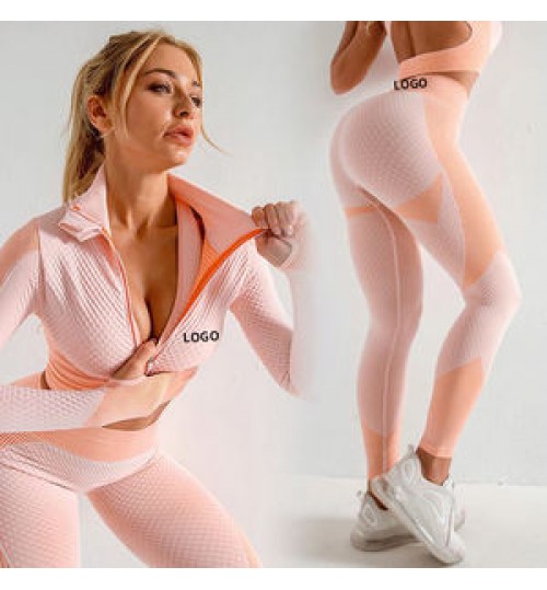 Amazon Fashion Sportswear Long Sleeve Zippered Active wear 2 Piece Set Activewear Women tracksuit Workout Gym Clothing