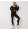 Amazon Fashion Sportswear Long Sleeve Zippered Active wear 2 Piece Set Activewear Women tracksuit Workout Gym Clothing