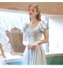 Bridesmaid Dress Female Bride Wedding Dress Usually wear Dream Princess Fashion Blue Catwalk Banquet Evening Dress Female