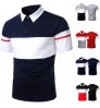 Summer Men's Clothing Two-color Splicing Ribbon Design Shirts Casual Short-sleeved Men's Custom POLO Shirts