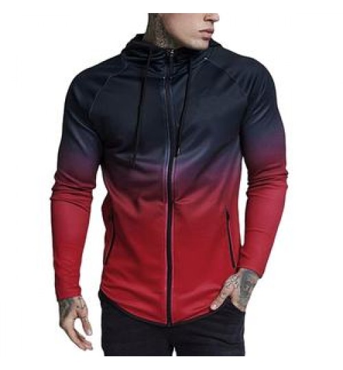 Fashion High Street gradient hooded jacket Spring and Autumn trendy coat casual zipper jackets plus size men's clothing