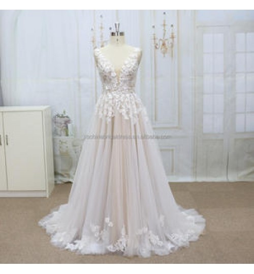 2022 New arrive french lace with soft A line skirt wedding dress bridal gowns