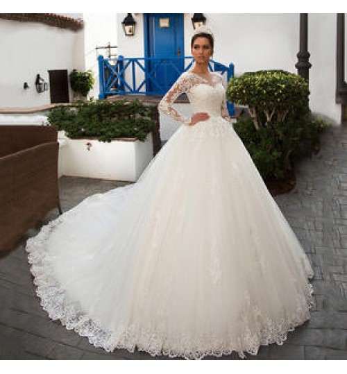 Long Tulle Bridal Wedding Dress Wilderly Bride Embroidery Gowns Wedding Cathedral Train AllureBridals sweetheartwedding gown