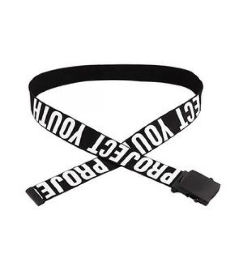 Belt Custom Wholesale Mens Colorful Letter Logo Printed Flip-Top Cotton Fabric Canvas Web Belt