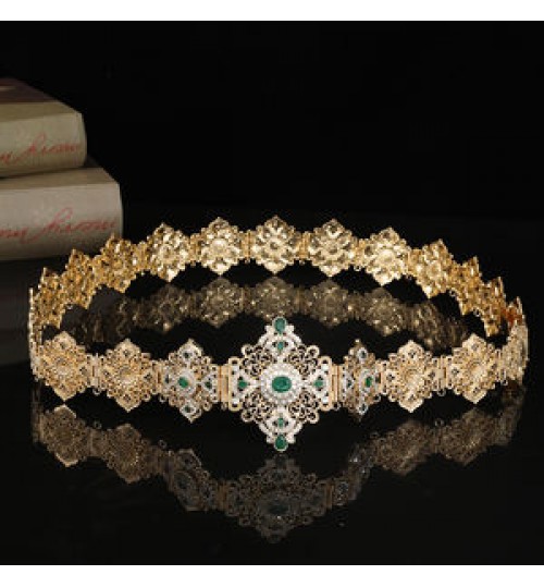 Wholesale Women Rhinestone Metal Waist Chain Belt Moroccan Wedding Belt Jewelry Accessories