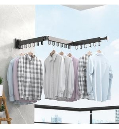 Clothes Cloth Super September Space Saving Aluminum Home Laundry Folding Clothes Hanger Wall Mount Retractable Cloth Drying Rack