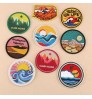 Natural Scenery Patches Iron on Clothes Punk cool Embroidered Applique Badge Sewing Clothes Stickers Garment Apparel Accessories