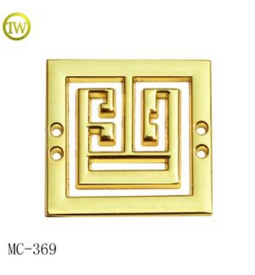 Zinc alloy garment accessories making custom gold logo square name tags hollow logo label for women clothes