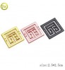 Zinc alloy garment accessories making custom gold logo square name tags hollow logo label for women clothes