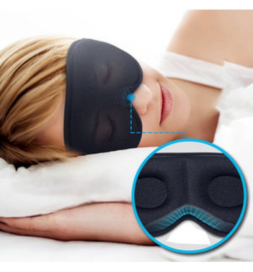 Upgraded 3D Contoured Cup 100% Blackout Sleeping Eye Mask with Adjustable Strap