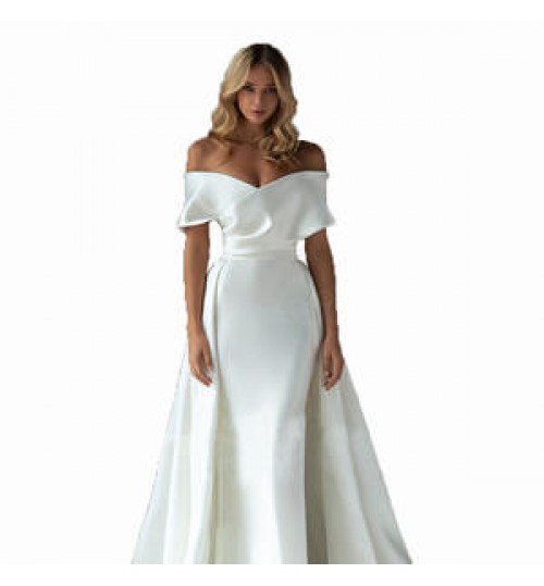 China factory luxury new design off shoulder breathable short sleeve bohemian wedding dress