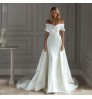 China factory luxury new design off shoulder breathable short sleeve bohemian wedding dress