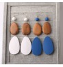 Handmade Jewelry Contrast stitching Wood Earrings Ethnic Natural Geometric Wooden Bohemian Earring Women Trendy Accessories