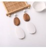 Handmade Jewelry Contrast stitching Wood Earrings Ethnic Natural Geometric Wooden Bohemian Earring Women Trendy Accessories