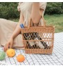 Eco-friendly popular shopping bag plastic grocery bakset lundry basket rattan picnic basket tote bag with handle