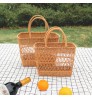 Eco-friendly popular shopping bag plastic grocery bakset lundry basket rattan picnic basket tote bag with handle