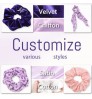 CHENGHE Ins custom scrunchies personalized logo pattern scrunchy hair accessory silk satin hair ties printed scrunchies purple