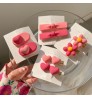 New Arrival Korean 3D Baby Girls Candy Color Hair Accessories Cute Pink Heart Flower Hair Clips Set Duckbill