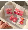 New Arrival Korean 3D Baby Girls Candy Color Hair Accessories Cute Pink Heart Flower Hair Clips Set Duckbill