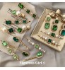 Korean Women Word Hair Clips Hairpin Accessories Vintage Green Pearl Rhinestone Hair Clips