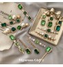 Korean Women Word Hair Clips Hairpin Accessories Vintage Green Pearl Rhinestone Hair Clips