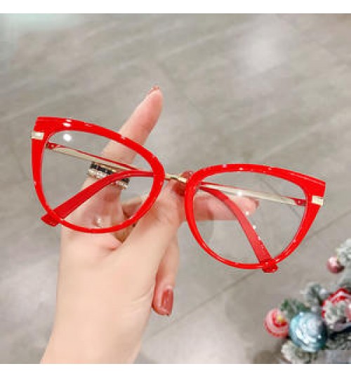 2022 Retro TR90 Metal Red Eyewear Transparent Anti blue Light Glasses Frame Women Cat Eye Specatcle Eyeglasses Frame