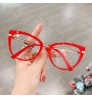 2022 Retro TR90 Metal Red Eyewear Transparent Anti blue Light Glasses Frame Women Cat Eye Specatcle Eyeglasses Frame