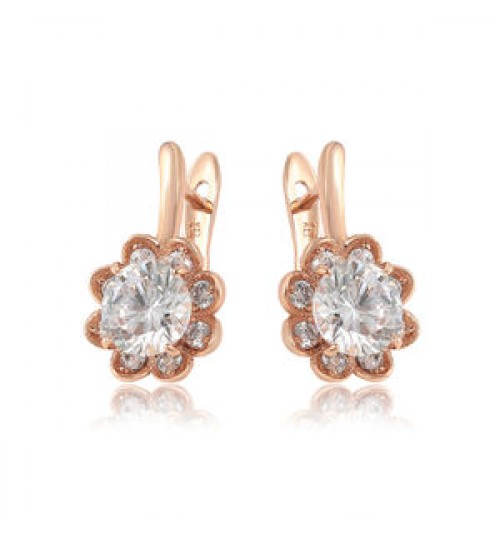 Jewelry 80114 Xuping 2020 Fashion Rose Gold Color Flower Shaped Stud Earrings Jewelry For Girl