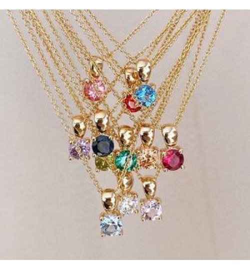 Gemnel custom sterling silver colors birthstone rhinestone crystals gemstones rainbow diamond pendants charm necklace jewelry