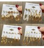 Vintage Geometric Gold Metal Earrings Set Punk Pearl Dangle Drop Earring Jewelry For Women