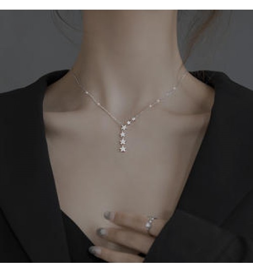 925 Sterling Silver Star Necklace Light Luxury Niche 2021 New Female Clavicle Chain Design Simple Fashion Jewelry