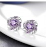 925 stamp Silver Color Purple Crystals Earrings for Women Korean Simple style Wild Temperament Personality Jewelry Supplier