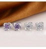 925 stamp Silver Color Purple Crystals Earrings for Women Korean Simple style Wild Temperament Personality Jewelry Supplier