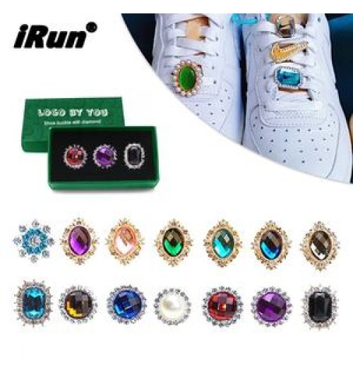 iRun Custom Luxurious Bling Rhinestone Metal Clip Crystal Shoelaces Charms Shoes Jewelry Accessories for Sport Shoes Accessories