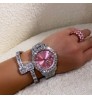 Foxi Stainless Steel Luxury Wristwatches Hip Hop Jewelry Icy Diamond Quartz Watches for Men Women