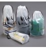 custom logo printed large transparent frosted drawstring bag makeup draw string pouch gift packaging bag