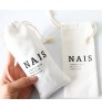 Can Add Your Own Logo Printed Dust Proof Natural 100% Cotton Custom Drawstring Bag for Packing