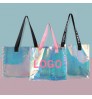 Custom Logo Summer Fashion Reusable Waterproof PVC TPU Jelly Hologram Clear Beach Shopping Tote Bag