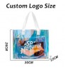 Custom Logo Summer Fashion Reusable Waterproof PVC TPU Jelly Hologram Clear Beach Shopping Tote Bag