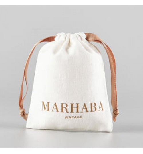 Custom jewelry bag 100% Organic Cotton canvas pouch Small Cotton Drawstring Bag With Logo for gift packaging