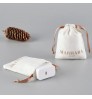 Custom jewelry bag 100% Organic Cotton canvas pouch Small Cotton Drawstring Bag With Logo for gift packaging