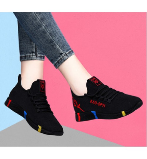 In stock factory Woman cheap breathable custom sock shoes walking sports shoes ladies wedge sneakers