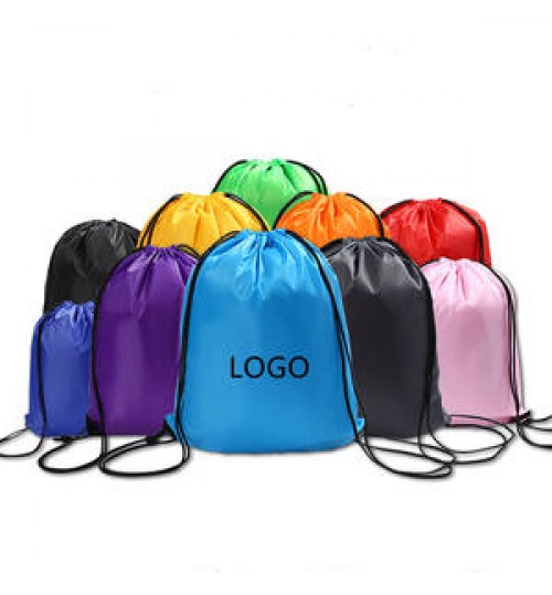 Custom Logo Nylon Draw String Bag Full Color Cinch Backpack Recycled Waterproof 210D Polyester Drawstring Bag