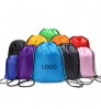 Custom Logo Nylon Draw String Bag Full Color Cinch Backpack Recycled Waterproof 210D Polyester Drawstring Bag