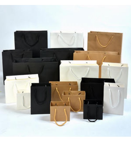 Wholesale Gift Shoes Clothing Packaging Thick Kraft Paper Bag Corporate Tote Large Luxury Paper Shopping Bags With Handles