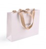 Custom Luxury Ribbon Handle White Cardboard Shopping Packaging Bag Customized Printed Paper Gift Bags With Your Own Logo