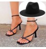 M20003 Summer 2021 women's sexy bomb square toe High heeled shoes Toe clamping Stiletto high heels with woman fedora set